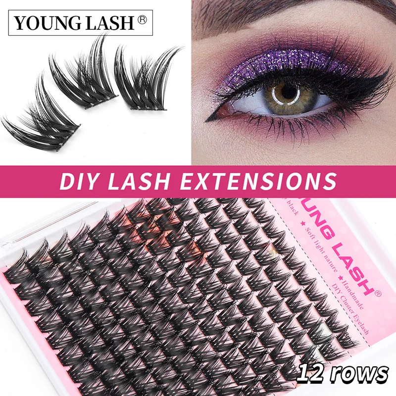 YOUNG LASH DIY Eyelashes Extensions Kit 144 Clusters Lash Mix Segmented Individual Eyelashes Russian Volume Supplies wholesale