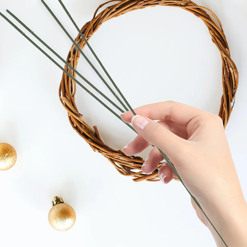 

100Pcs Green Floral Wire Stems Handmade Flower Sticks for Bouquet Making DIY Artificial Flowers Florist Supplies