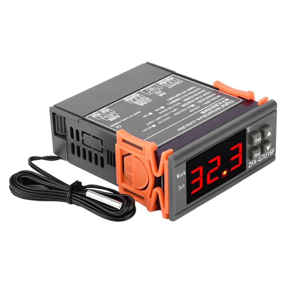 เทอร์โมดิจิตอล LED 12โวลต์24โวลต์สำหรับเครื่องควบคุมอุณหภูมิเครื่องควบคุมอุณหภูมิรีเลย์ระบายความร้อนด้วยสัญญาณเตือนอุณหภูมิ