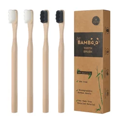 4 Uds cepillo de dientes de bambú biodegradable20.000 cepillo de dientes de alto recuento de cerdas-Micro-Nano cerdas Extra suaves para dientes sensibles