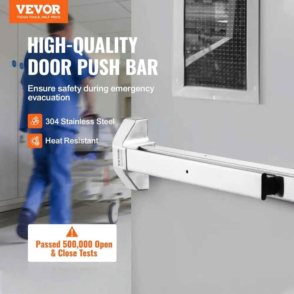 31” Stainless Steel Panic Exit Push Bar for 30 -36 Metal/Wood Doors, Commercial Emergency Device with Lever & 3 Keys