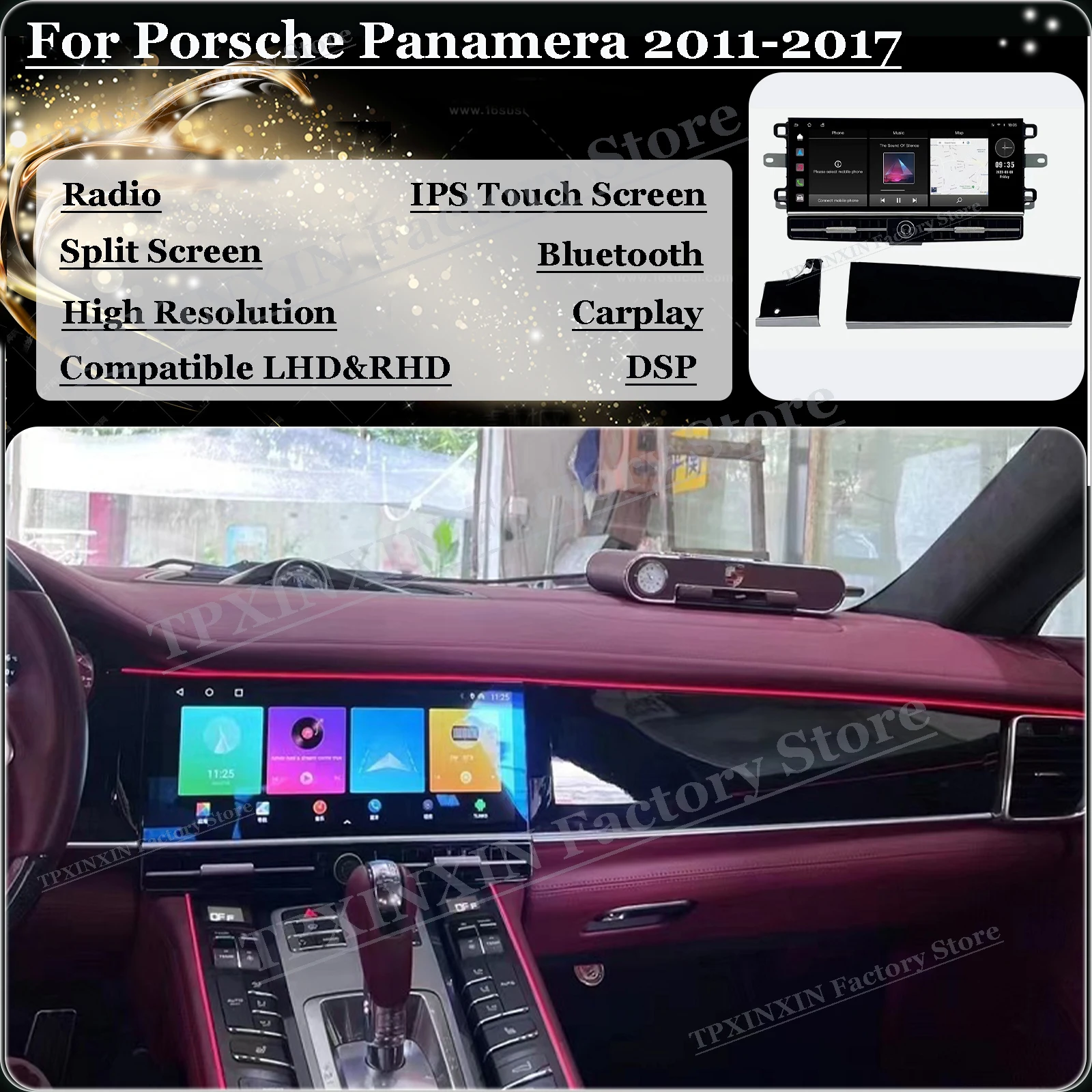 

LHD RHD Android 12 Automotive Multimedia For Porsche Panamera 2011 2012 2013 2014 2015 2016 2017 Car GPS Navigation Head Unit