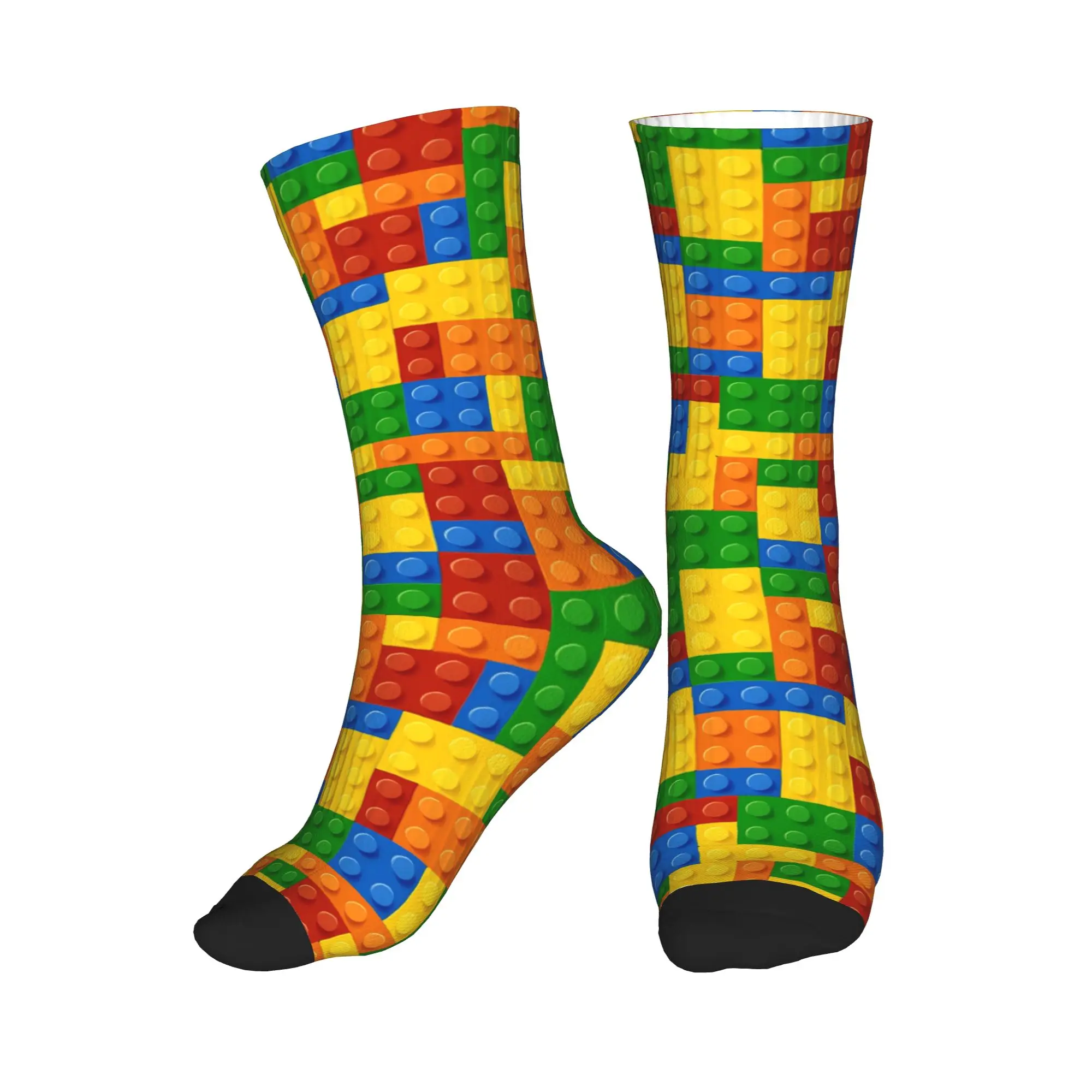Classic Primary Color Building Blocks Pattern Socks Winter Stockings Modern Men Comfortable Socks Skateboard Non-Slip Socks