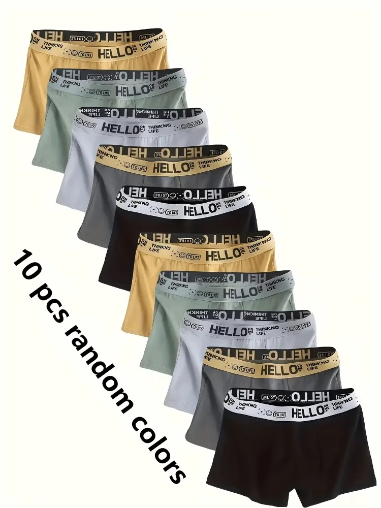 Zufällige 10 Stück Herren-Unterwäsche, Modische Hochelastische Boxershorts, Atmungsaktive Weiche Herrenshorts, Bequeme Übergrößen L-4XL