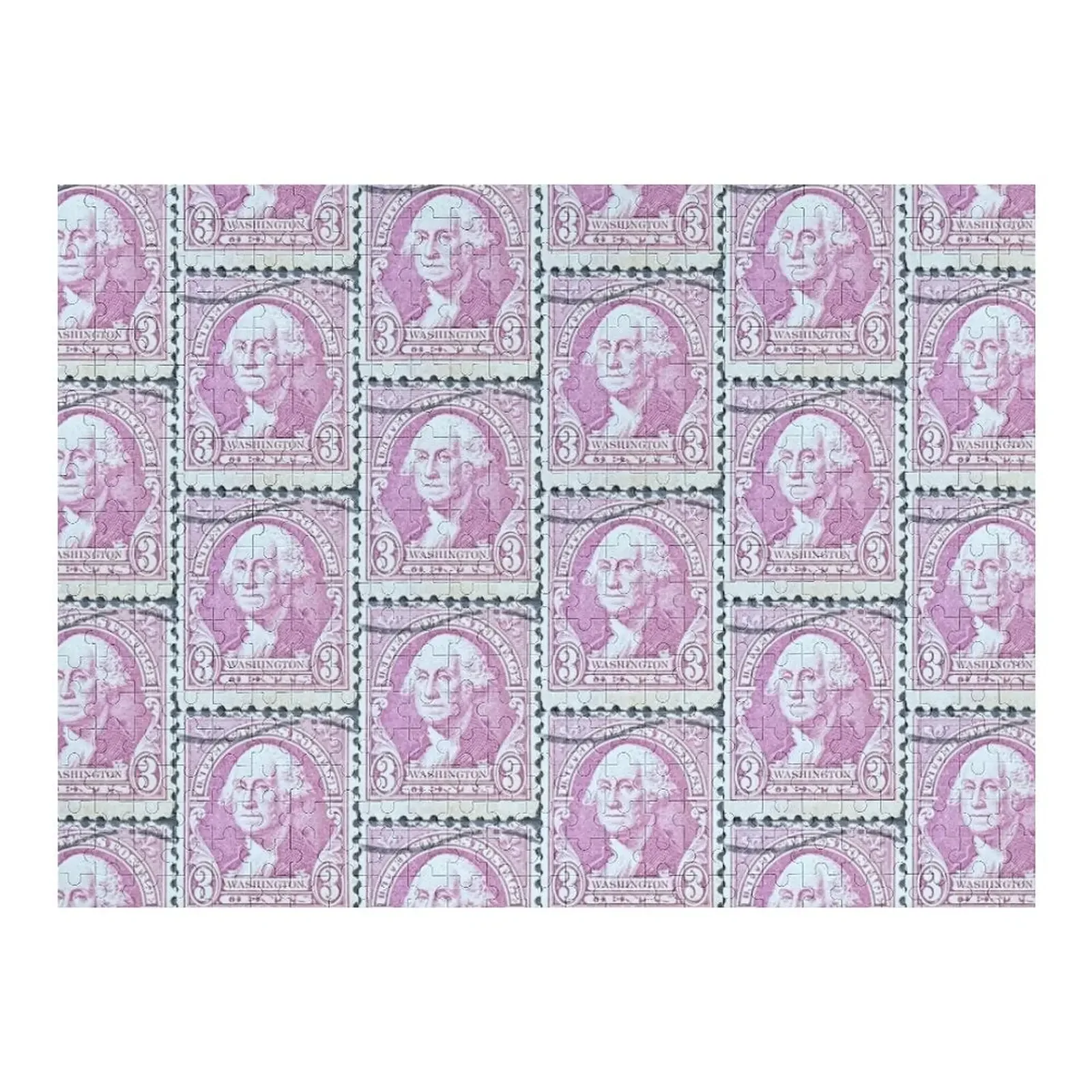 Puzzle de timbres-poste vintage George Washington, jouet en bois avec nom, idées cadeaux personnalisées pour enfants