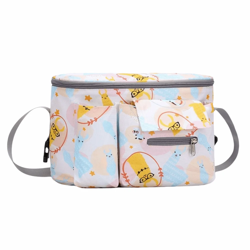 

Large Capacity Baby Stroller Bag Cartoon Oxford Cloth Diaper Bag Organizer Multiple Pockets Portable Mummy Storage Bag