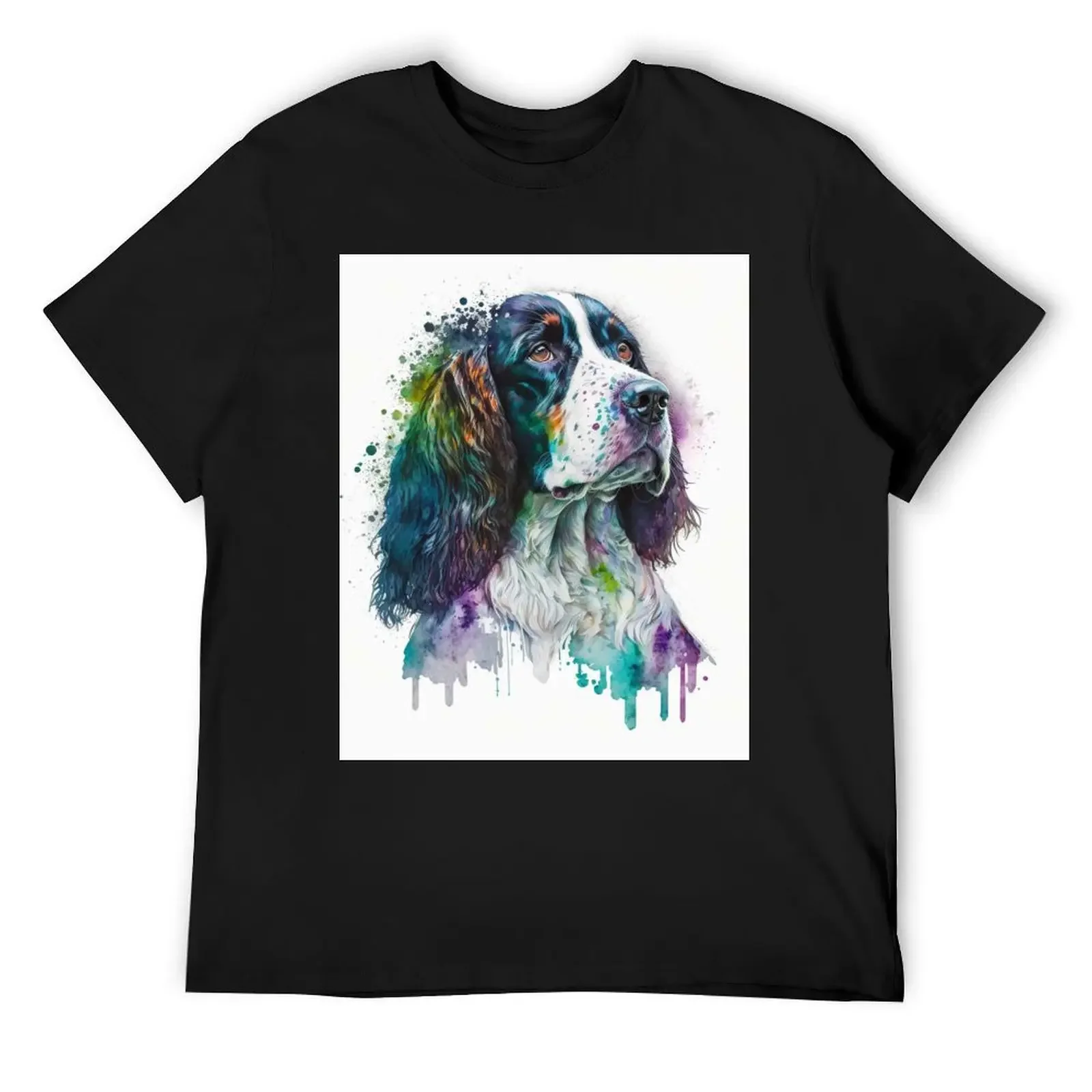 Original English Springer Spaniel Watercolor Painting T-Shirt anime t shirts plain plain black t shirts men