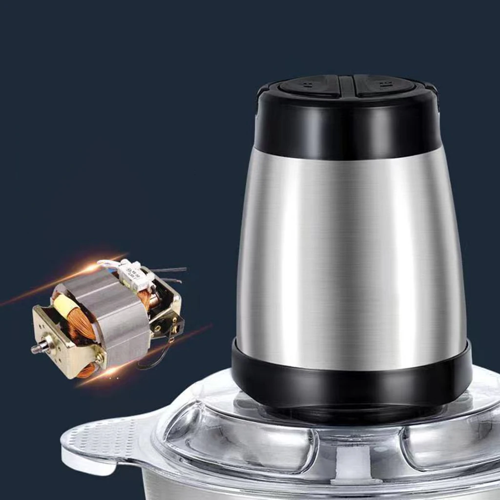 الفولاذ المقاوم للصدأ الكهربائية مفرمة اللحم 500 قوة 2L قدرة أداة تقطيع الطعام الثوم المروحية الفلفل الزنجبيل