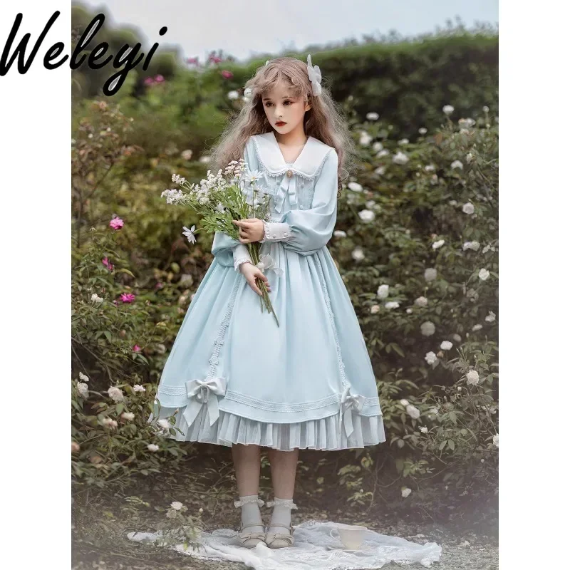 

Super Cute Lolita Sweet Op Dress Frock Women's Clothing 2024 Autumn and Winter New Fresh Long Sleeve Mid Length Elegant Sukienki