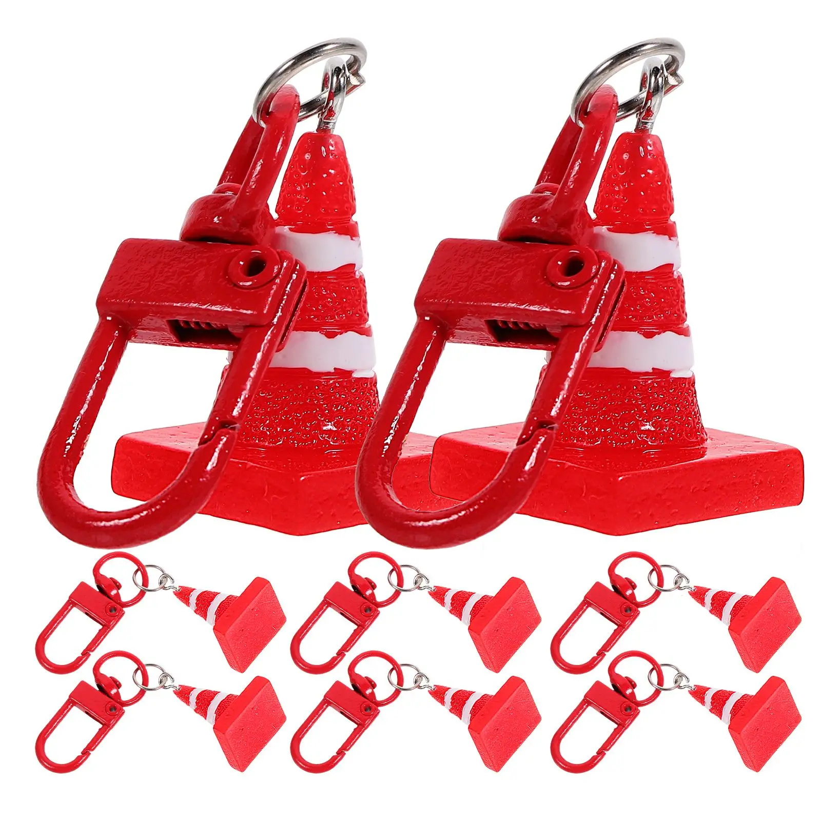 

8 Pcs Red Road Cone Keychain Shaped Resin Pendant DIY Party Gifts Traffic Cone Ornament For Car Keys Bag Zipper Accessories
