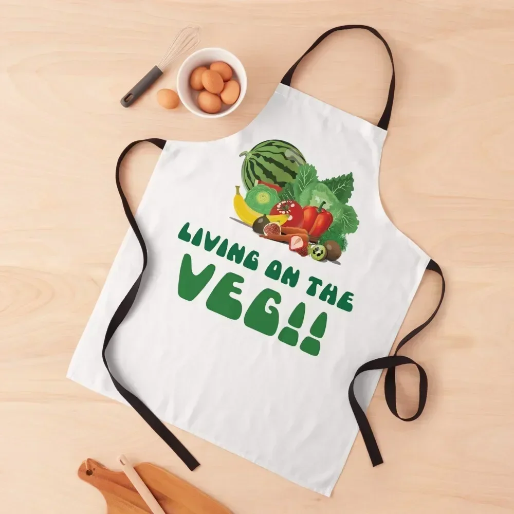 

Living on the Veg Apron For Women Kitchen Kitchen Utensils men's barbecue Children'S Apron