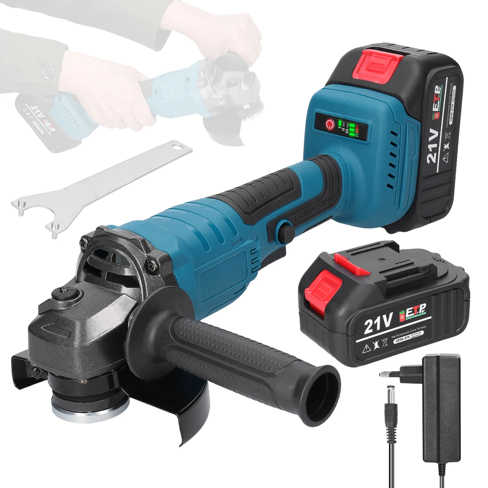 21V 125mm M14 Angle Grinder Brushless Motor Electric Grinding Tool Multifunctional Lithium Cutting Machine Utility Power Tool