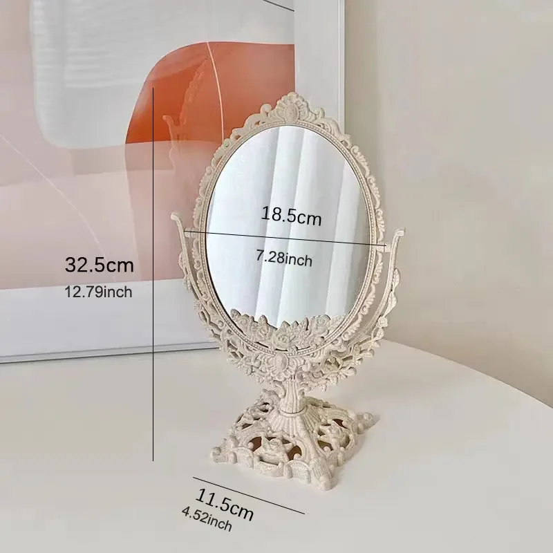 مرآة ماكياج كلاسيكية على الطراز الأوروبي مرآة مكياج محمولة لسطح المكتب بزاوية 360 درجة #3