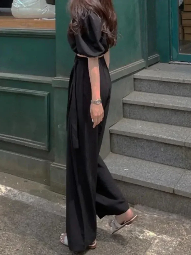 ฤดูใบไม้ผลิฤดูร้อนใหม่กางเกงวินเทจหลวมสีทึบขากว้าง Joggers กางเกงเอวสูงผู้หญิงกางเกงสีทึบ