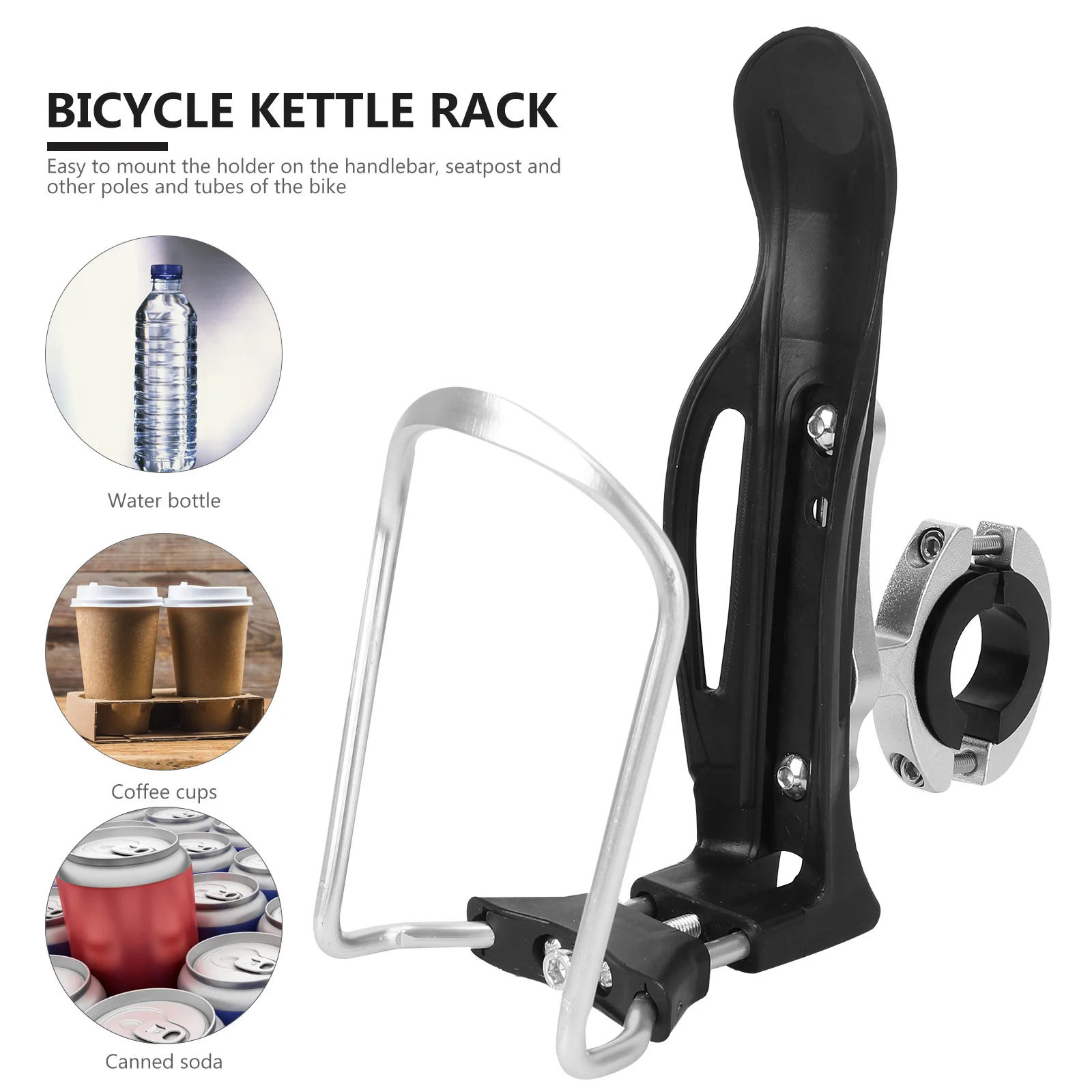 Adjustable Water Bottle Holder Telescopic Aluminium Plastic Bike Bottle Cage Double Screws Mount for 15- Tubes 55-78mm
