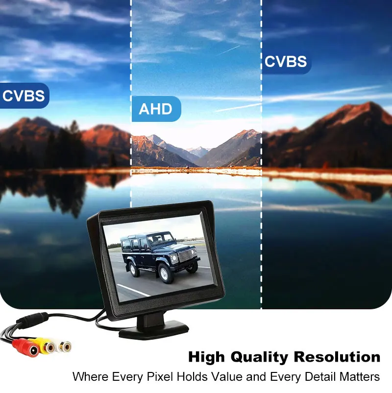 4,3-Zoll AHD/HD Auto-Monitor für Rückfahrkamera, HD Digitaler Farb-LCD-Bildschirm mit Einfacher Installation – Detail 8