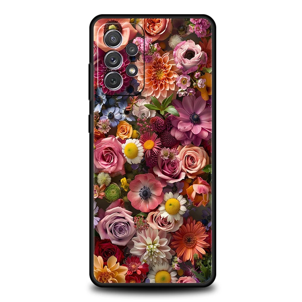 Bunte Blumen Handyhülle für Samsung Galaxy A55 A35 A15 A14 A25 A54 A51 A71 A72 A73 A32 A52 A52S A41 5G Silikonhülle Capas – Detail 7