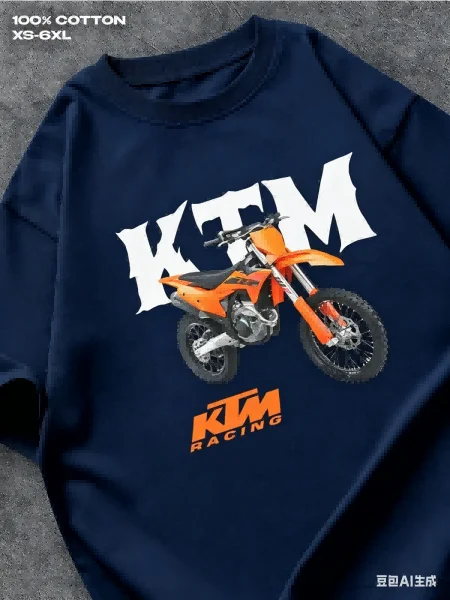 Camiseta con Estampado de Motocross KTM, 100% Algodón, Camiseta Casual de Manga Corta para Hombre, para Fanáticos de las Motos, Ropa Urbana