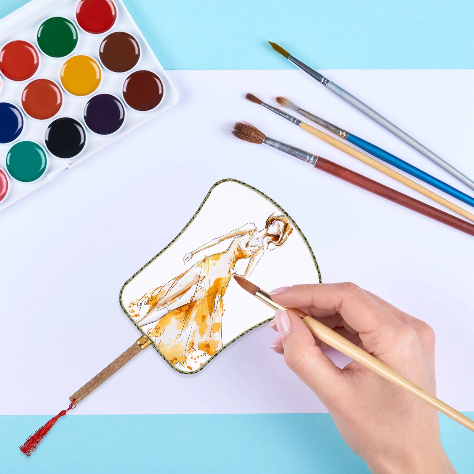 

3Pcs DIY Decorative Painting Fans Blank Hand Fan Wooden Handle Kids Craft Drawing Accessory Children Graffiti Painting Fans Art