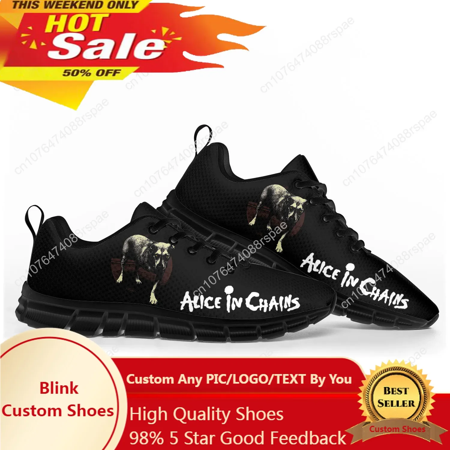 Alice In Chains Metal Rock Band Sneakers, Pop Calçados Esportivos para Homens Mulheres Adolescentes Crianças e Crianças, Sapatos Personalizados Casal de Alta Qualidade