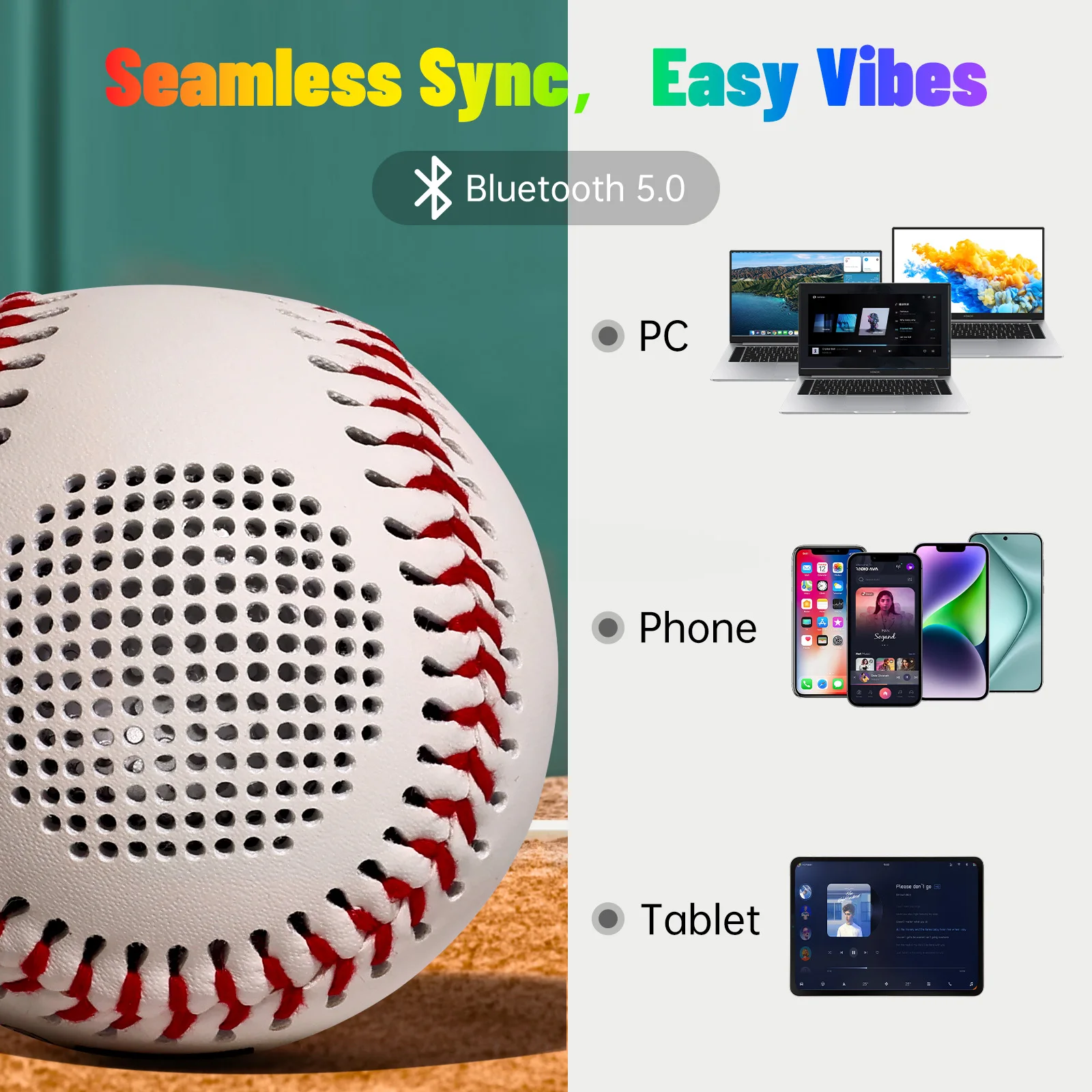 Bluetooth Audio Baseball Bluetooth Speaker Glow-in-the-dark Baseball Built-in Speaker For Baseball Fans Kids Toy