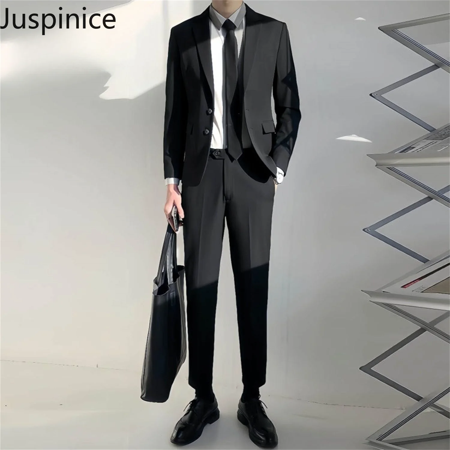 

Autumn Lapel Jacket Pants Suit Men's Business Casual Slim High Street Personalized Jacket Trousers Shirts Set Male Clothes