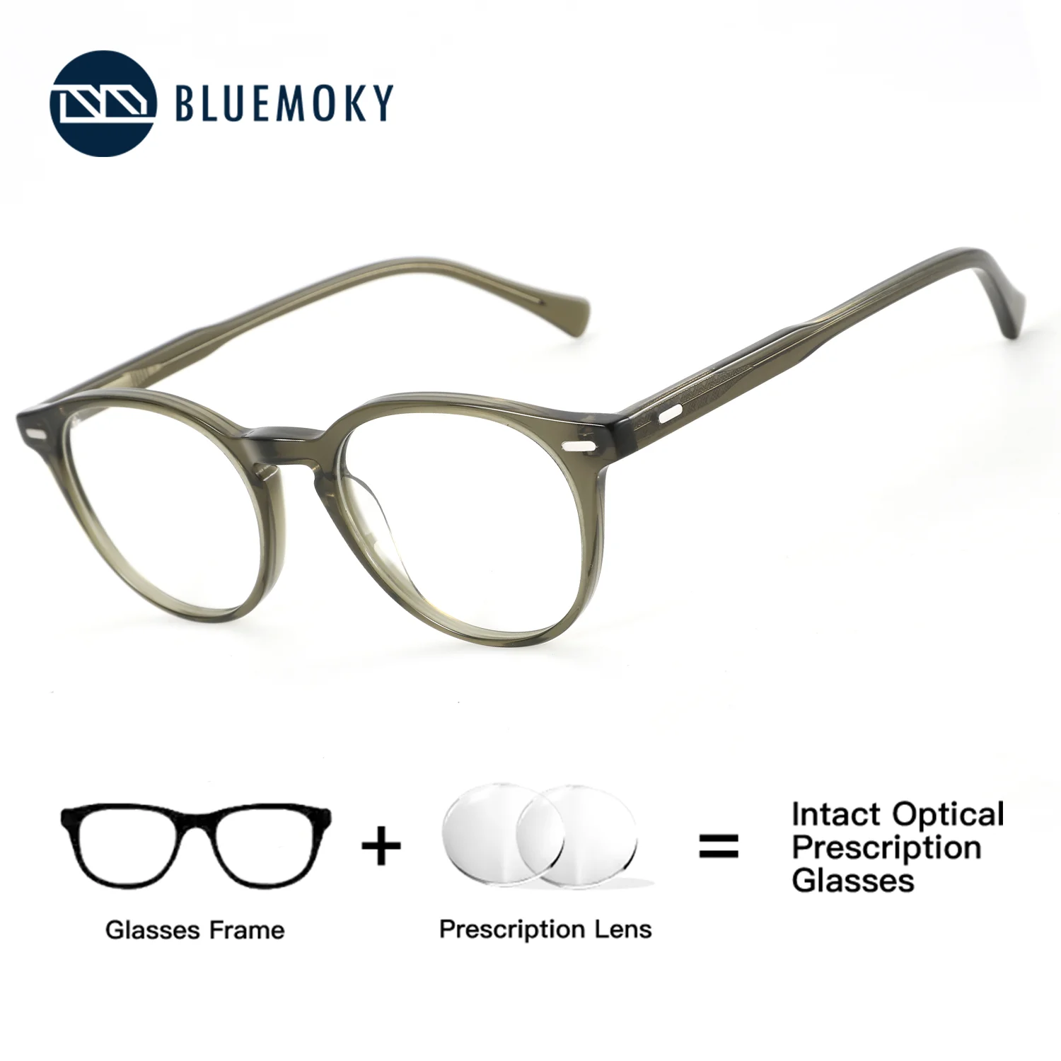 

BLUEMOKY (S Size) Acetate Round Prescription Presbyopic Glasses Women Transparent Clear Glasses Anti Blue Light Photochromic