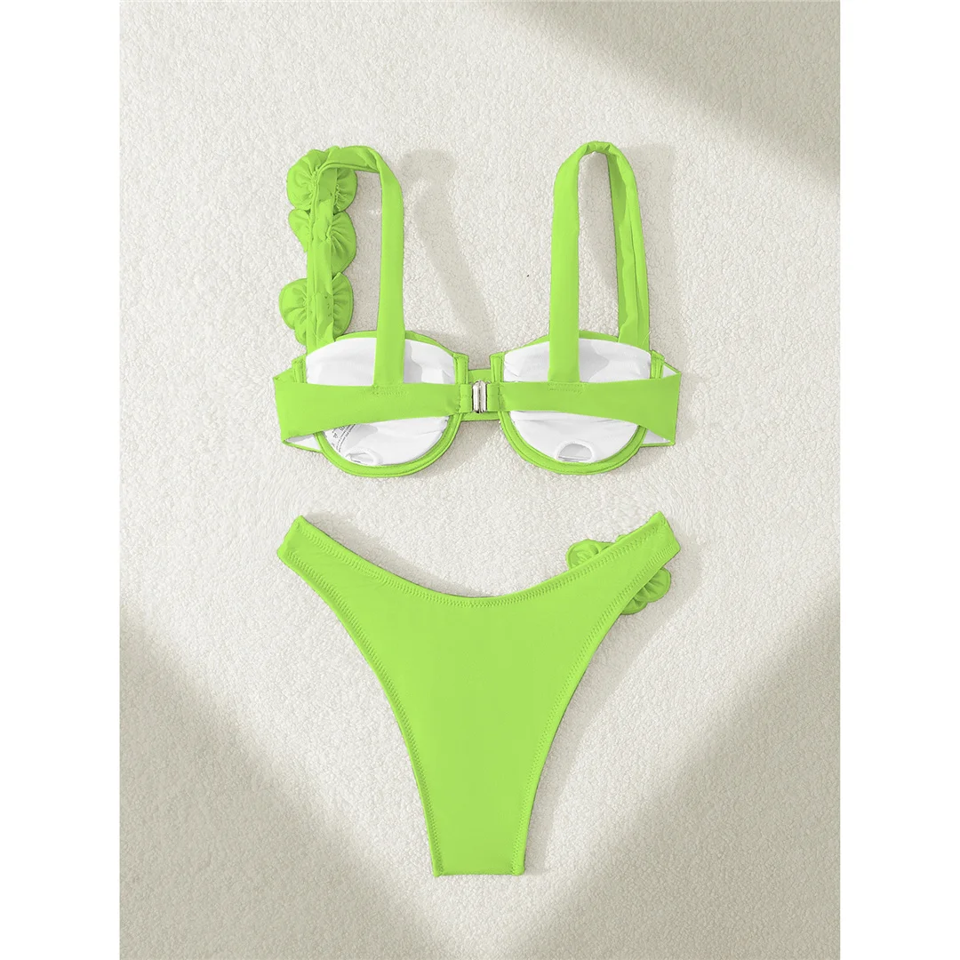 Sexy 3D-Blumen-Bikini mit Bügel, Damen-Badeanzug, zweiteiliges Bikini-Set, brasilianischer Badeanzug, Badebekleidung, Modell V7970. – Detail 14