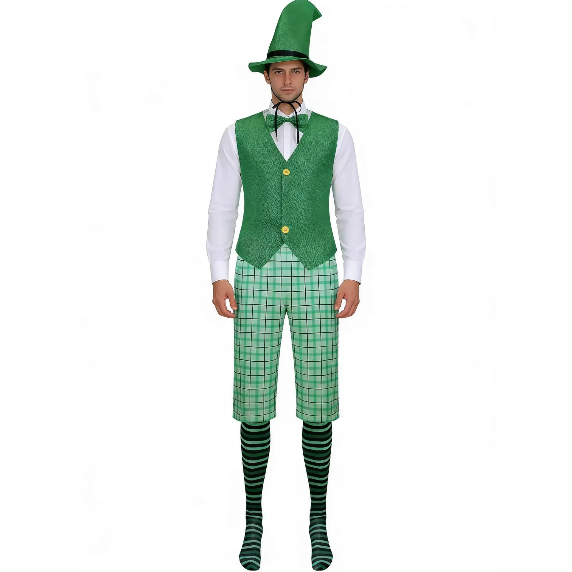 Disfraces de Cosplay Verdes Irlandeses para el Día de San Patricio para Parejas, Trajes Divertidos para Actuaciones de Halloween para Adultos