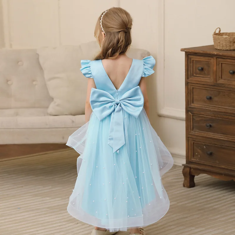 Vestido Formal de princesa rosa para niños, elegante vestido de baile con purpurina, vestidos de fiesta de cumpleaños para niñas de 2 a 10 años