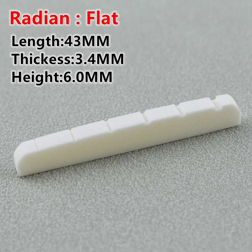 Real Slotted Bone Nut For  Electric Guitar  ( Bottom  Flat / R7.25 / R10   42MM/43MM*3.4MM*6MM )