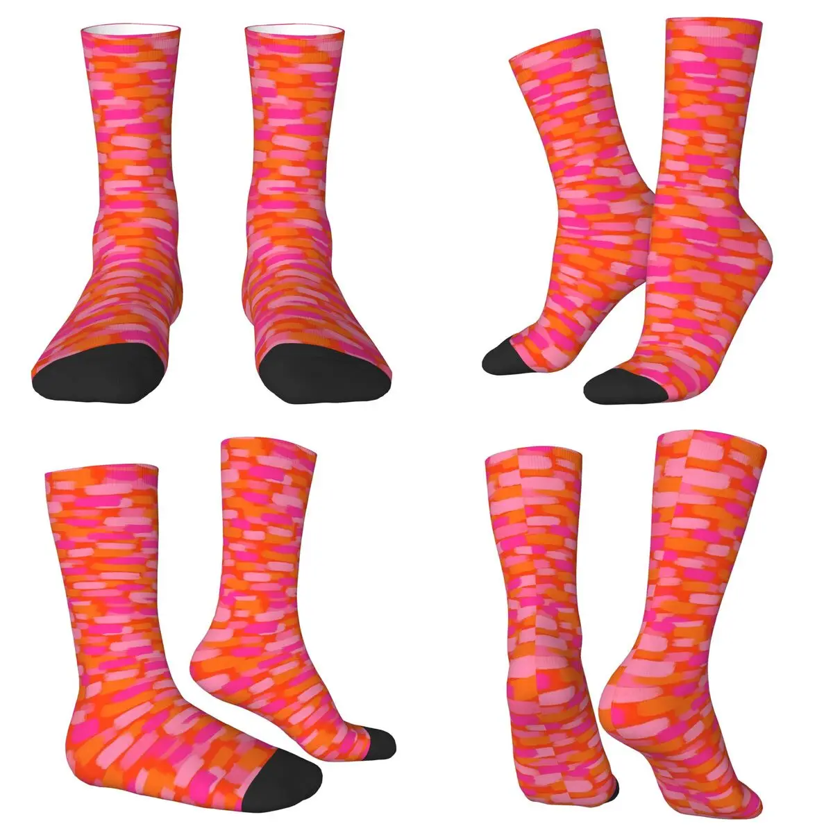 

Abstract, Pink And Orange, Paint Brush Effect Socks Harajuku Super Soft Stockings All Season Long Socks Birthday Present