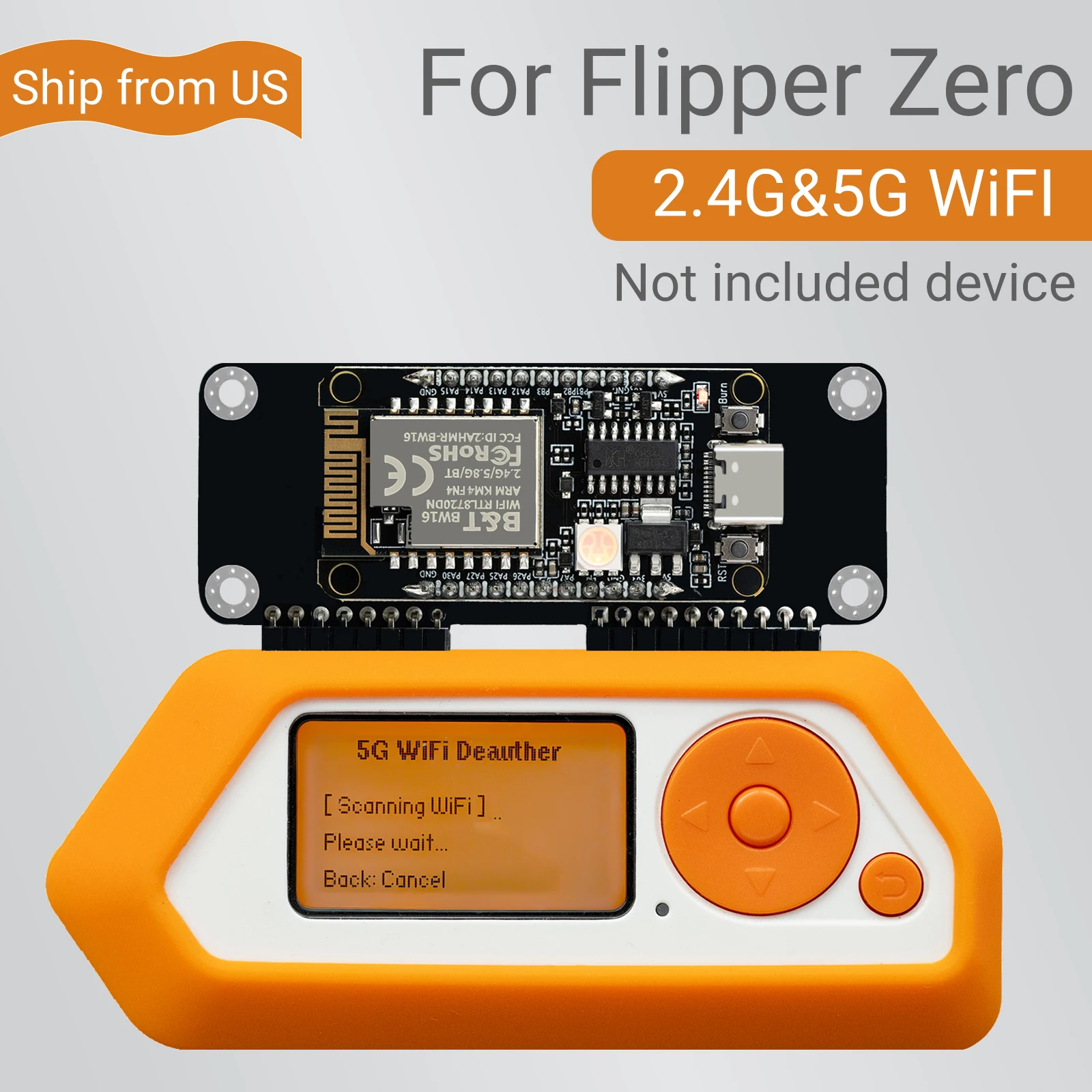 

Flipper Zero 2.4G&5G Dual-Band WiFi Devboard, BW16 RTL8720DN Board, Wireless GPIO Expansion Board, Pre-Configured Firmware