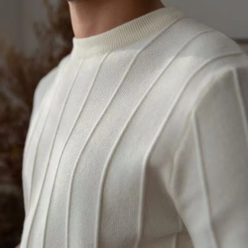 Knitted Bottoming Shirt Graphic Ribbed Crew Neck Short-Sleeve Jumper Retro Slim Men Clothing Camisas Masculina Versatile T-shirt