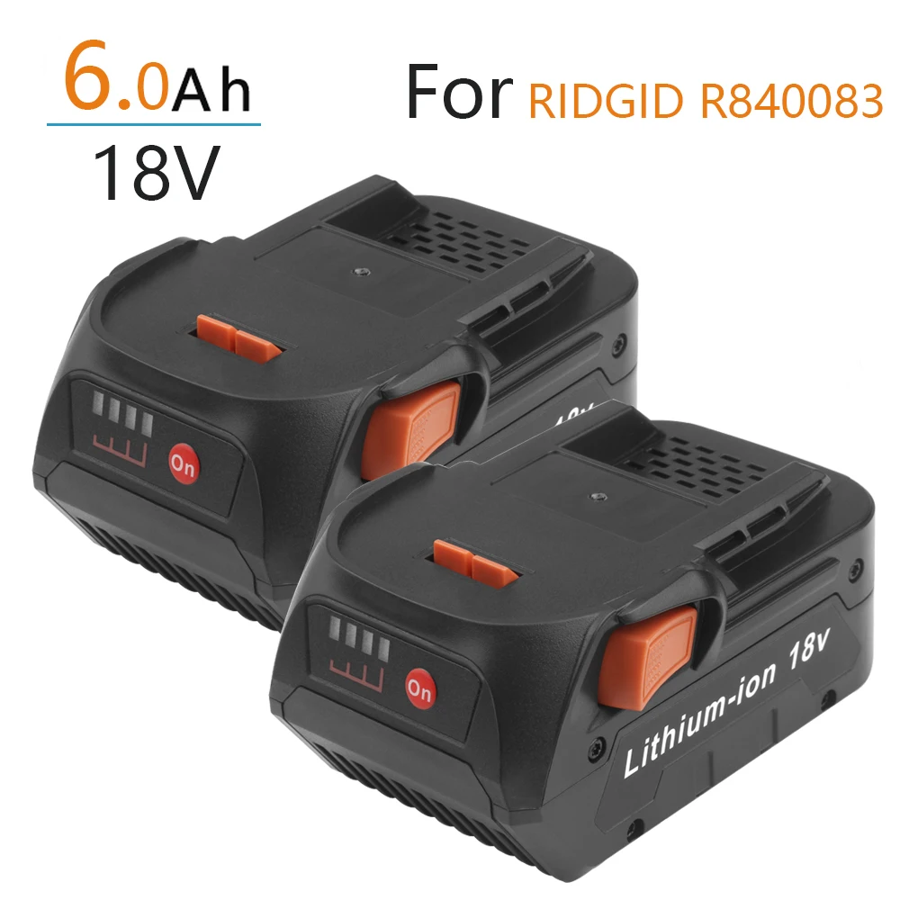 

2 Pack 18V 6000mAh Li-ion Rechargeable Power Tool Battery for RIDGID R840083 R840085 R840086 R840087 Series AEG Series