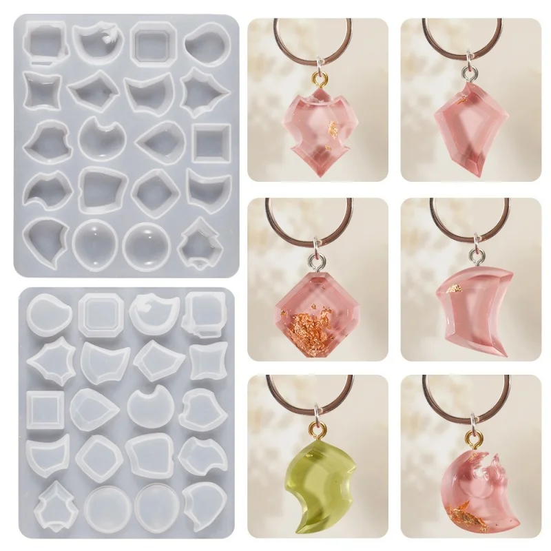 DIY Gemstone Pendant Silicone Mold Earrings Necklace Keychain Ornament Epoxy Resin Mold Jewelry Handmade Decoration Accessories