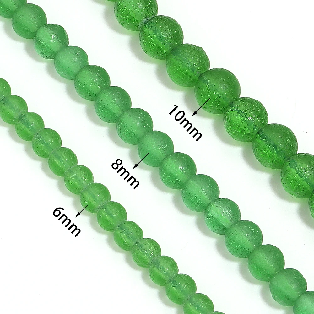 Natural Stone Beads Czech Meteorite Impact Glass Round Loose Beads For Jewelry Making DIY Bracelet Accessories 15'' 6/8/10mm