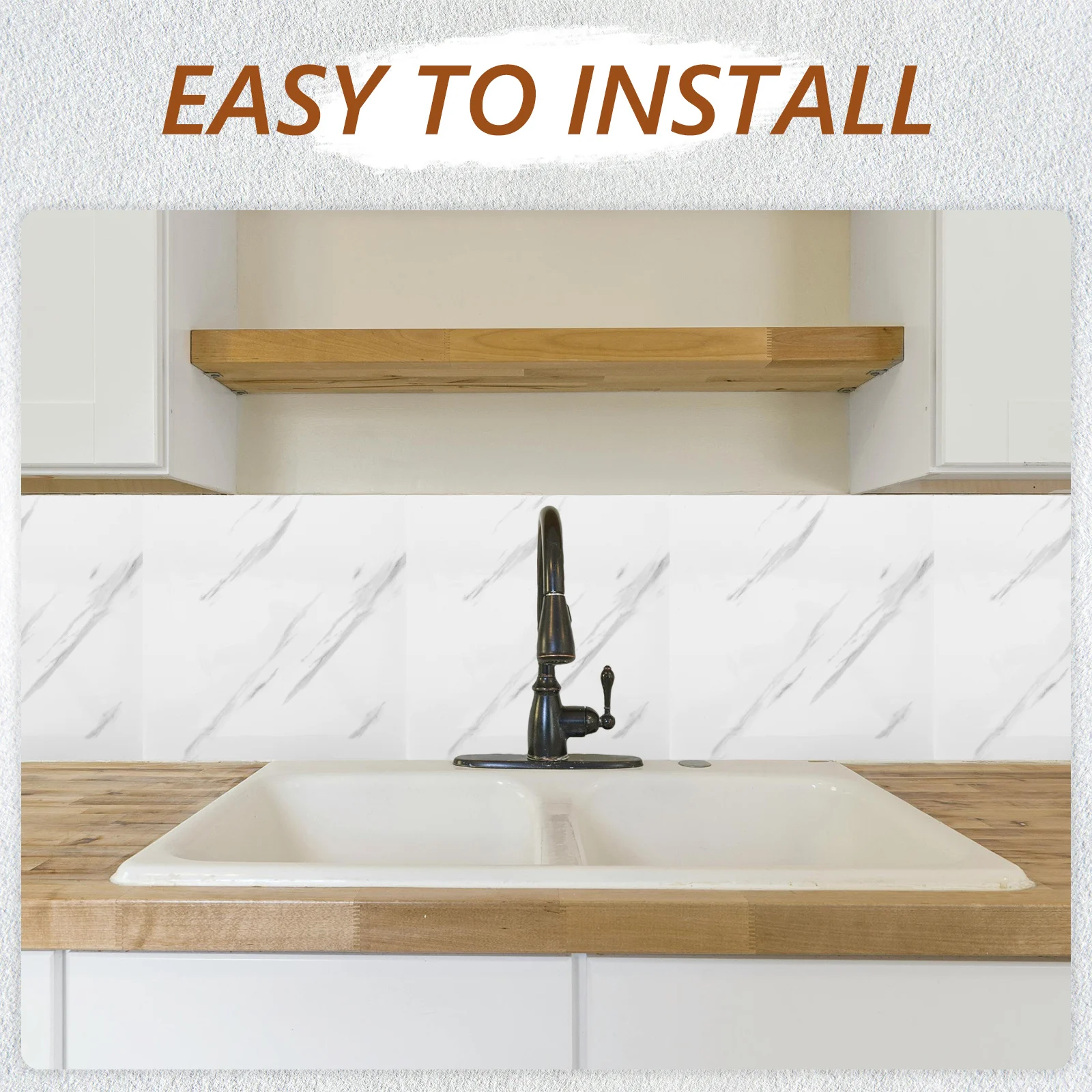 

10pcs Peel Stick Marble Tiles White Self-Adhesive Waterproof Wall Covering For Kitchen Bathroom Living Room Bedroom Backsplash