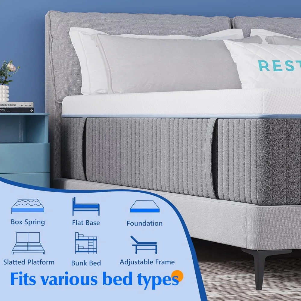 "مرتبة مزدوجة في صندوق: رغوة الذاكرة الربيعية مقاس 12 بوصة للنوم المريح وتخفيف الضغط"