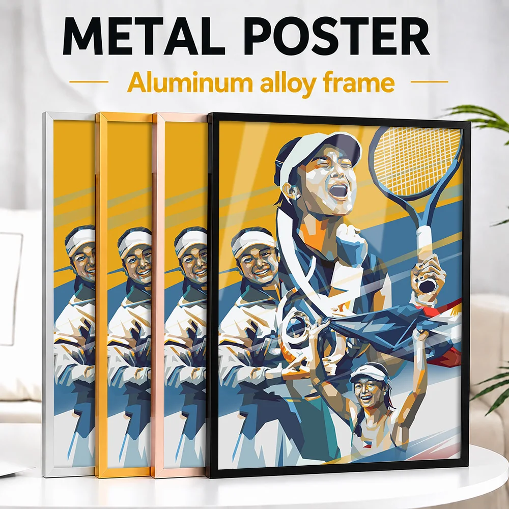 Of A Tennis Player's Victory Framed Metal Poster Personalized Photo Bold Action Style Wall Art For Home Gym Memorable Fan Gift