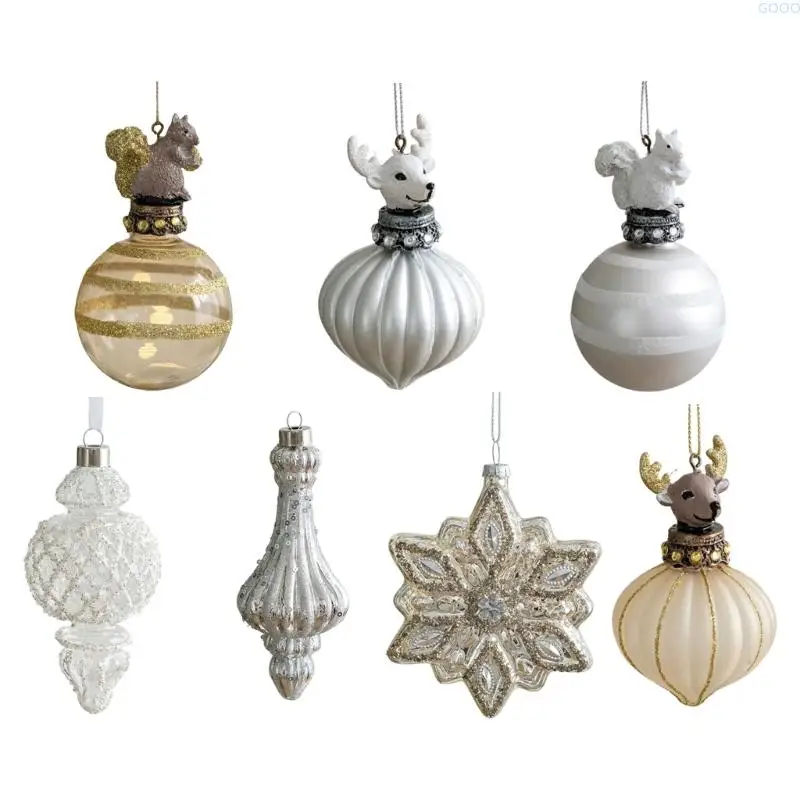 23GA Unique Glass Christmas Decorations With Retro Sparkles Design For Home Office Party Styling