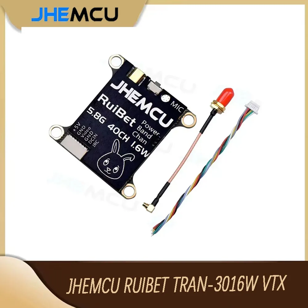 

JHEMCU RuiBet Tran-3016W 5.8GHz 40CH Adjustable VTX - 25mW to 1.6W, 2-6S for FPV Racing Drones (30x30mm Mount)