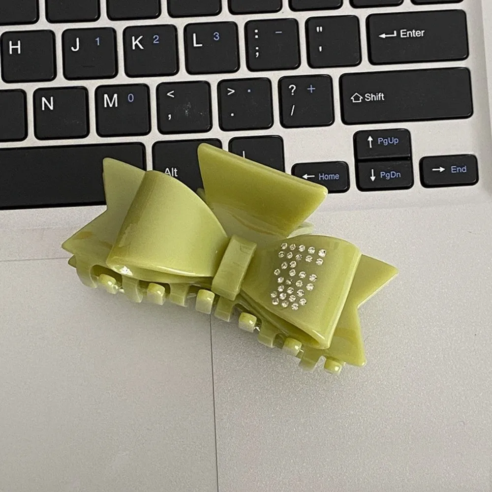 

Ins Rhinestone Bowknot Hair Claw Korean Style Elegant Acetate Shark Clip Headwear Geometry Small Hair Clip Streetwear