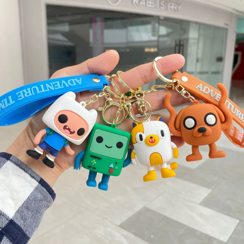 Cute Keychain Anime Finn Jake Car Key Chain Kawaii Accessories Keychains Women Men Bag Keyring Teacher Friends Couples Kids Gift