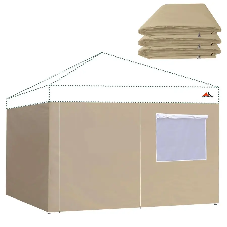 

Боковые стенки 12x12 футов, полный комплект, солнцезащитные экраны для шатра-беседки 12x12 футов, 4 штуки, только боковые экраны, бежевый цвет