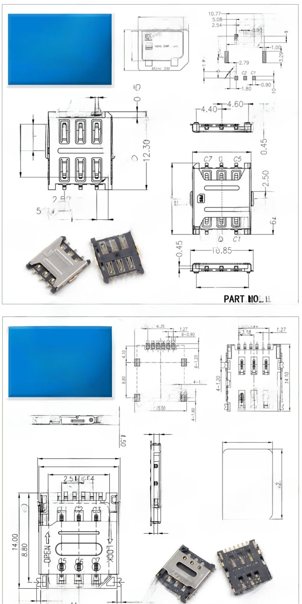 1-5 Stück SD/MINI/TF/SIM/NANO/MICRO Kartenhalter-Schacht mit Selbstauswurfmechanismus – Detail 2