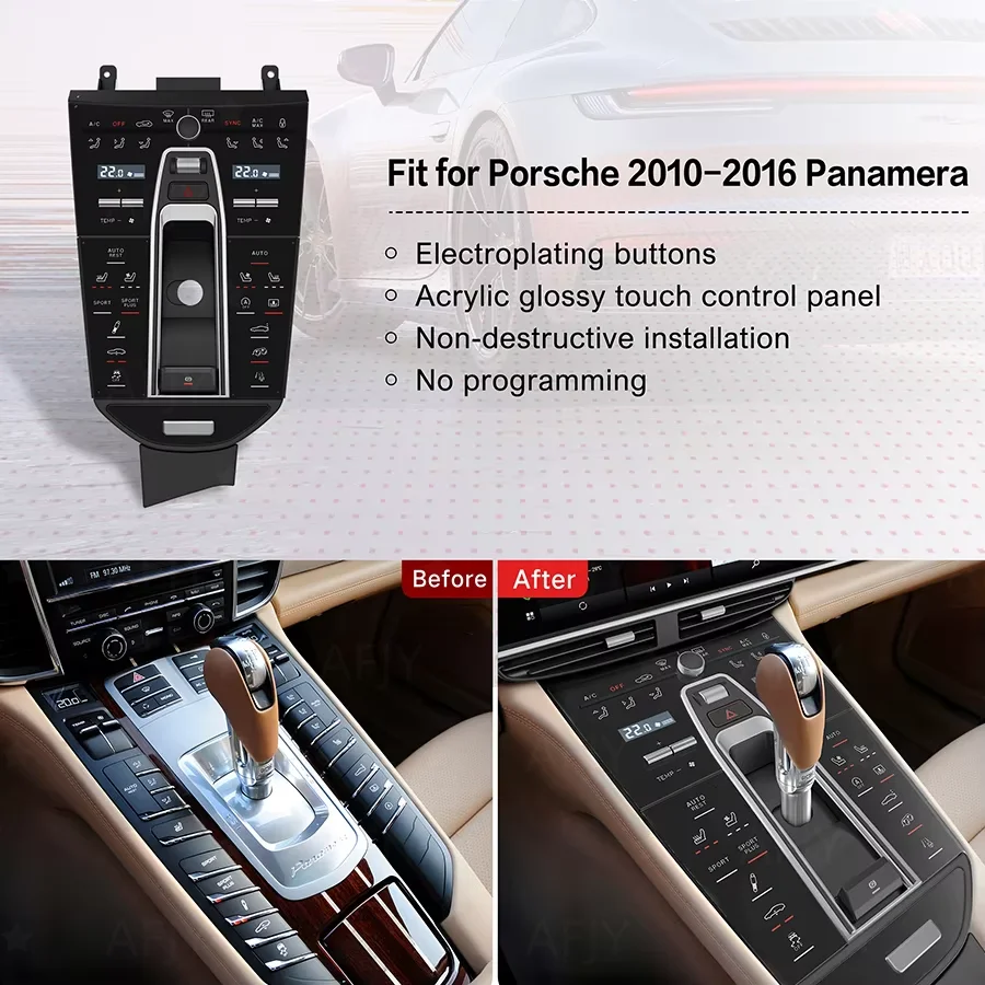 Touch Center Console Panel For Porsche Panamera 2010 - 2017 Electric Air Conditioning Vents Car Center Console Saddle Dashboard