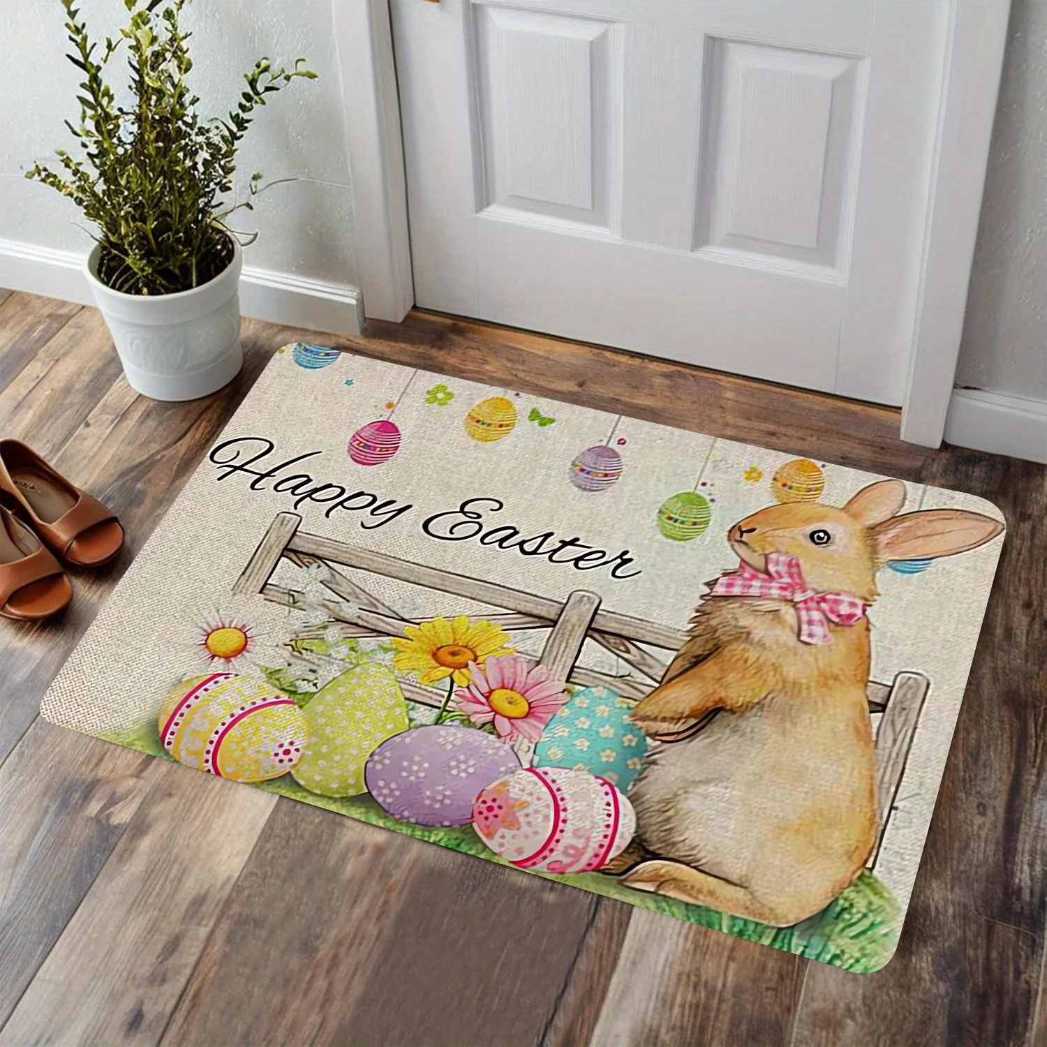 Happy Easter Bunny Egg Ingang Antislip Deurmat Slaapkamer Badkamer Toilet Deurmat Keuken Balkon Hal Tapijt Paasdecoraties