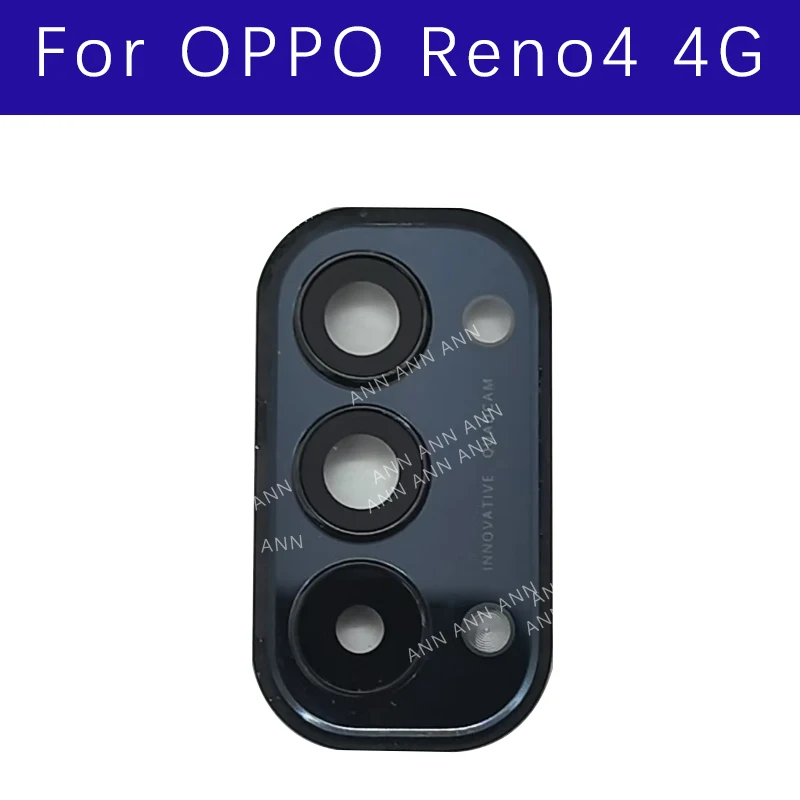 For OPPO Reno4 4G Rear Camera Glass Lens With Back Lens Cover Frame Holder and Sticker Adhesive