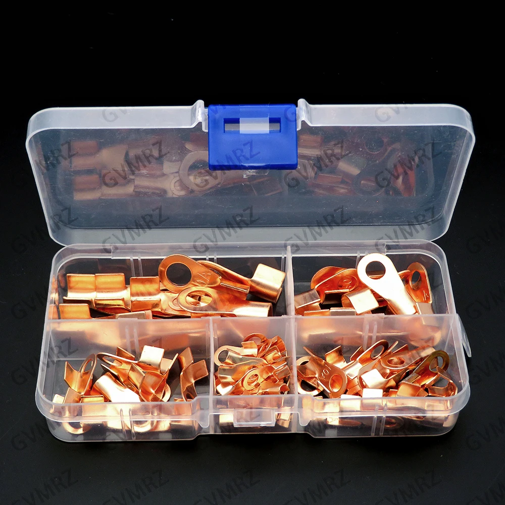 80PCS SC Tinned Copper Lug Ring Wire Connectors Bare Cable Terminal Wire Connectors